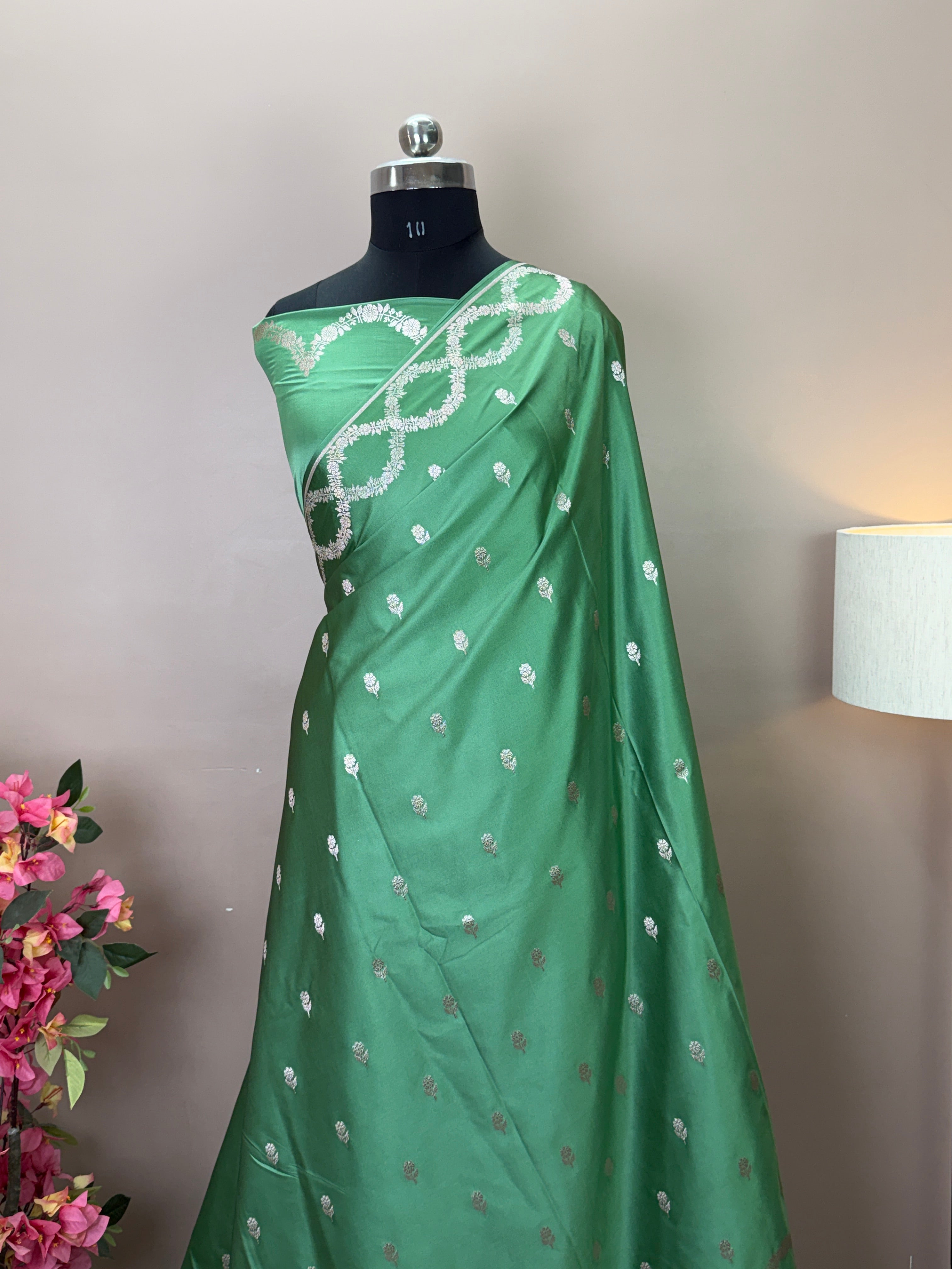 Mashru Katan Silk Banarasi Saree with Open Border