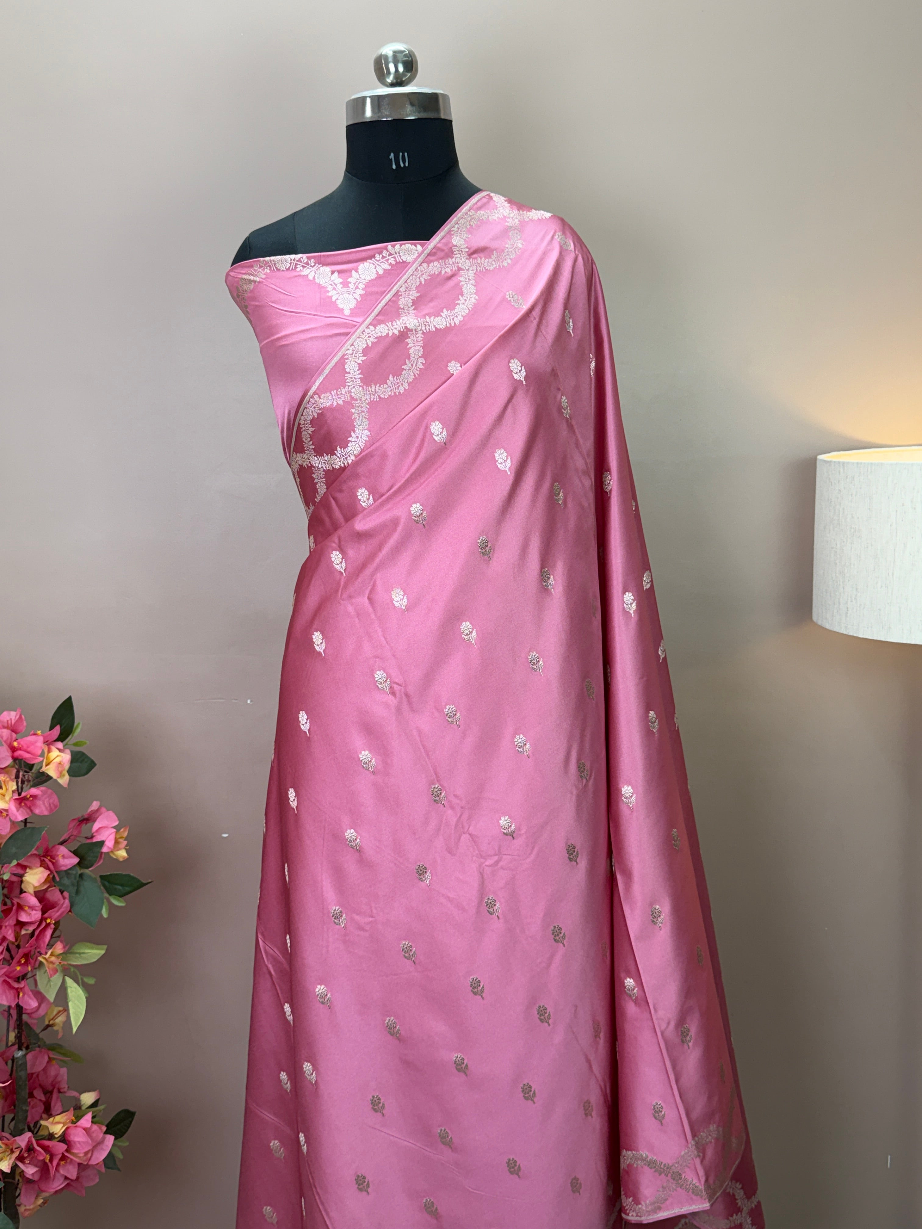 Mashru Katan Silk Banarasi Saree with Open Border