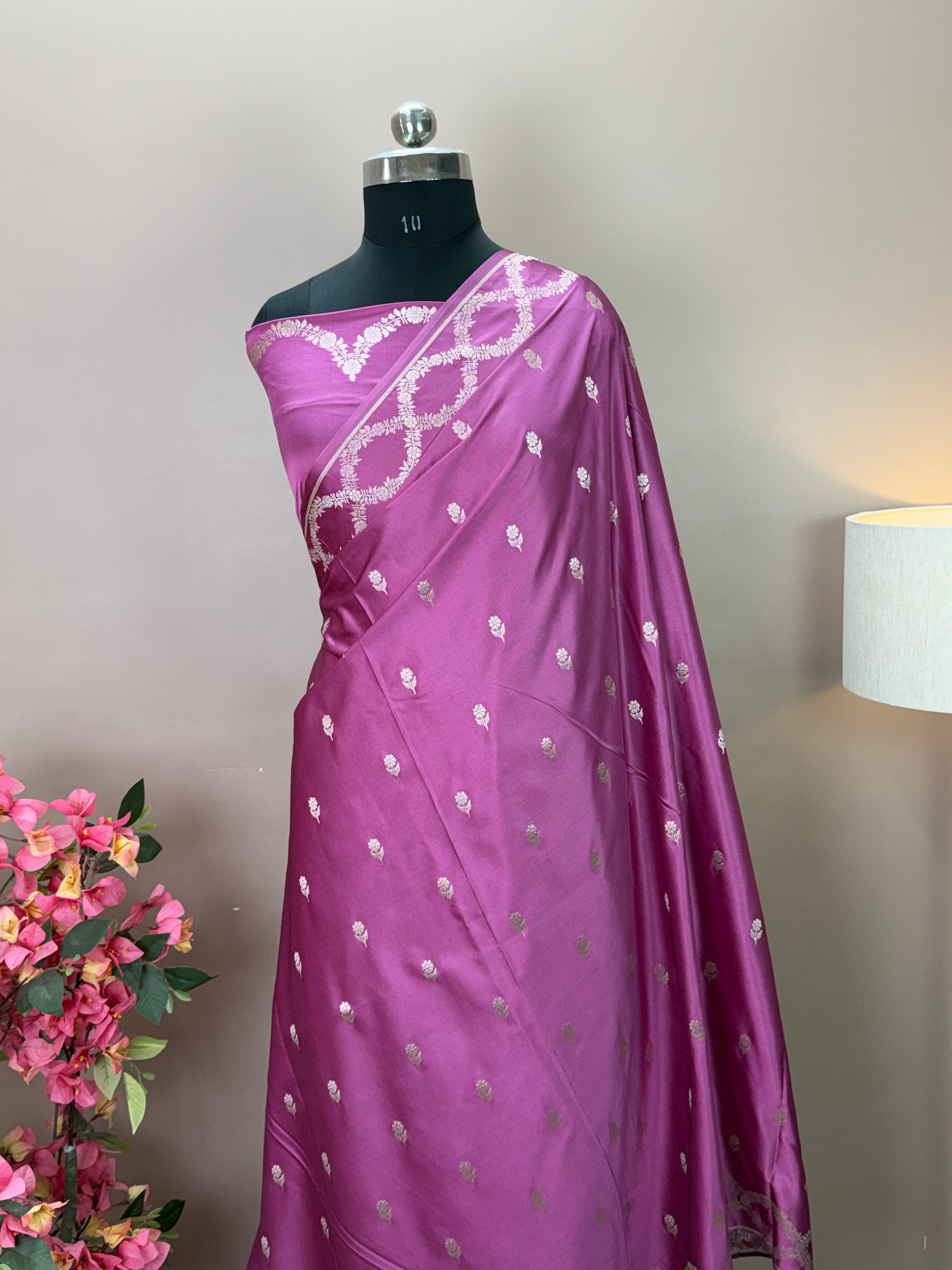 Mashru Katan Silk Banarasi Saree with Open Border