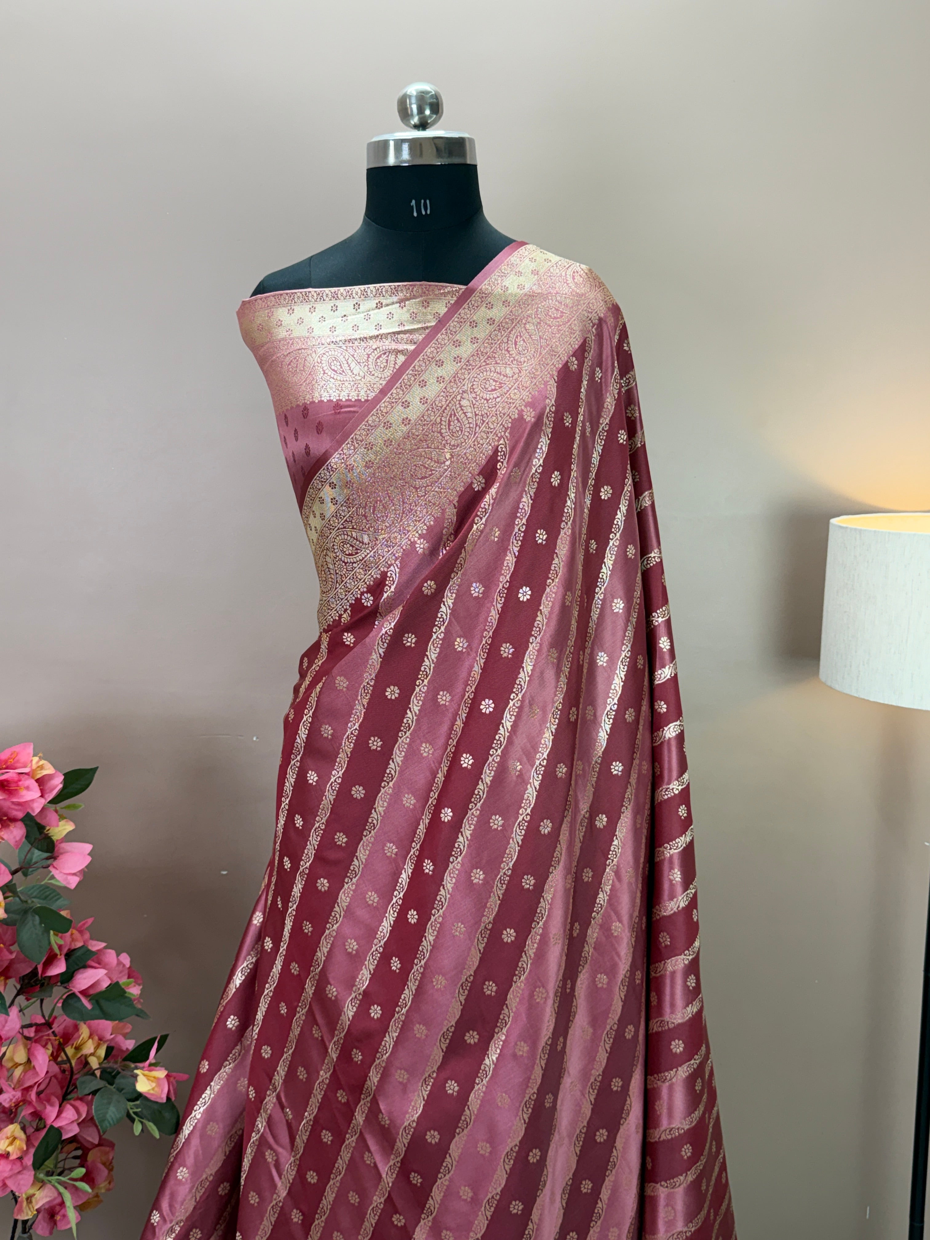 Banarasi Satin Malai Katan Rangkaat Saree