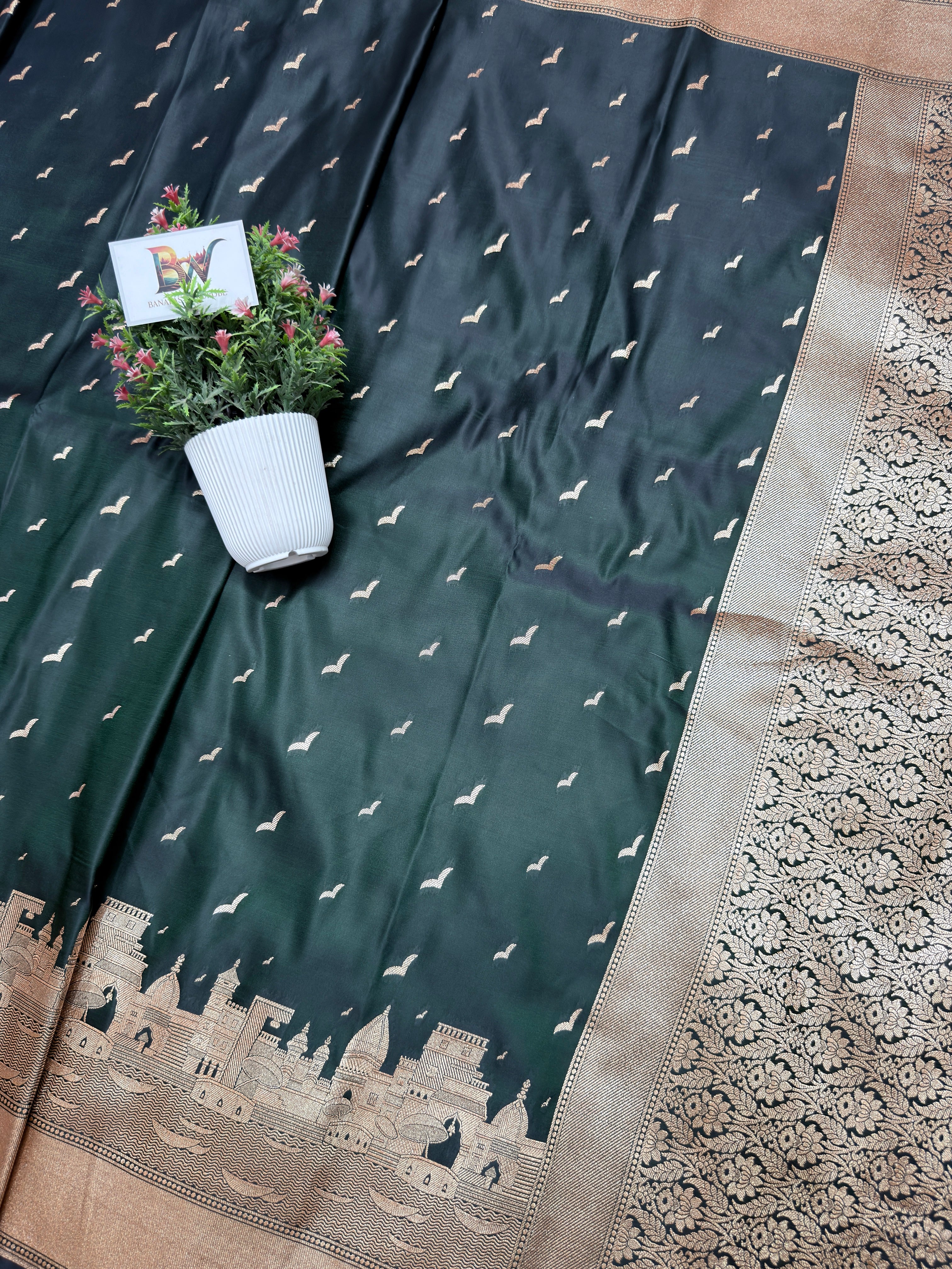 Banaras Ghat Mashru Katan Silk Banarasi Saree