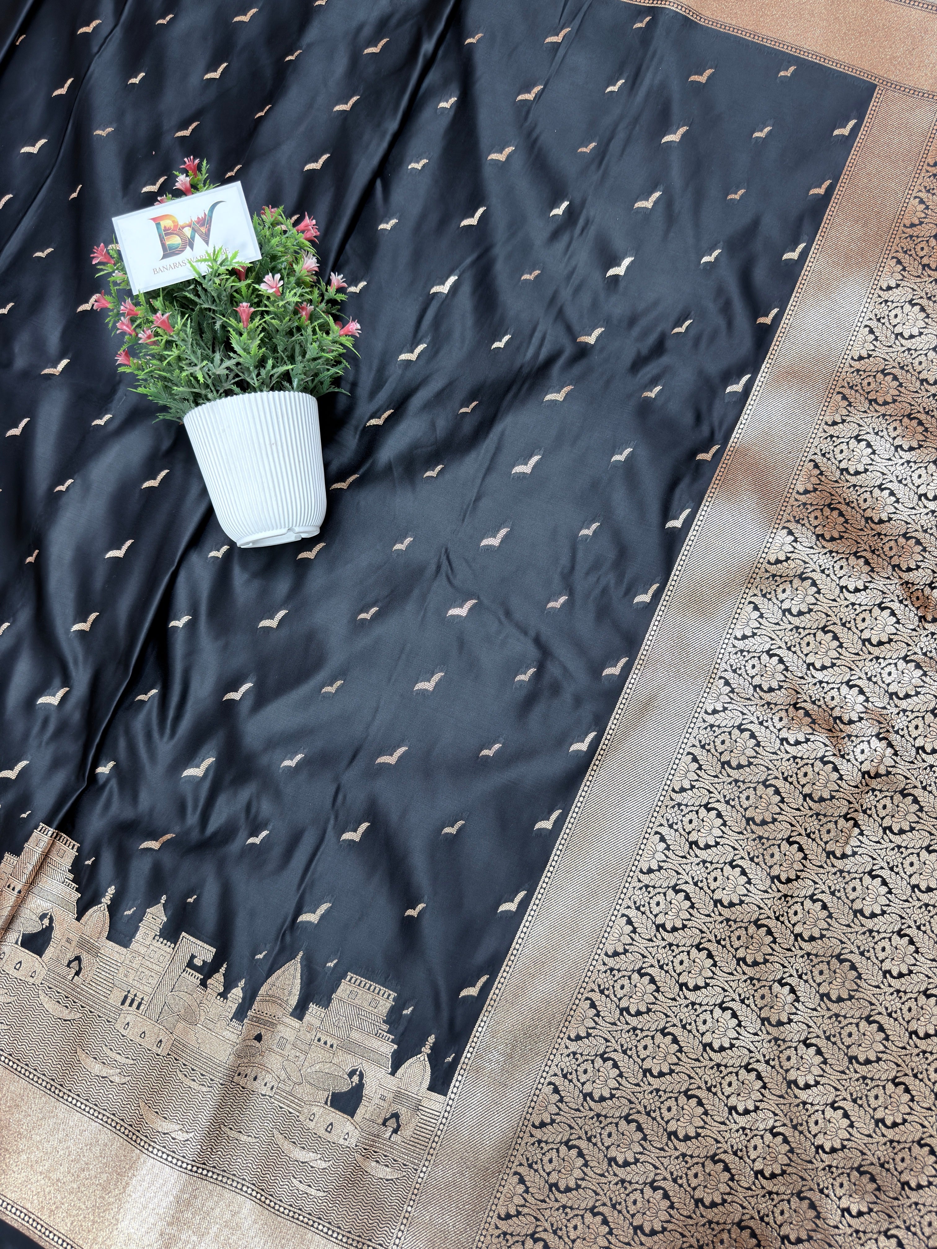 Banaras Ghat Mashru Katan Silk Banarasi Saree