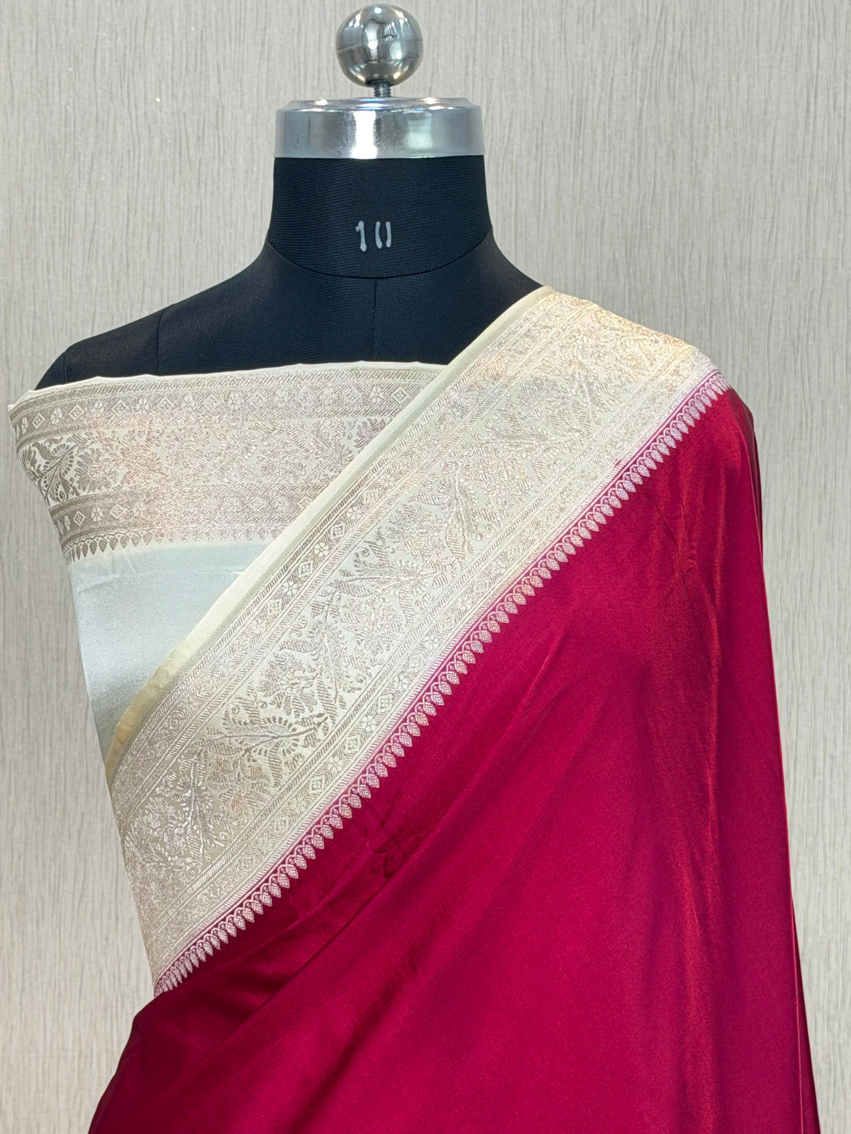 Banarasi Mashru Katan Silk Saree – Plain Body with Contrast Border