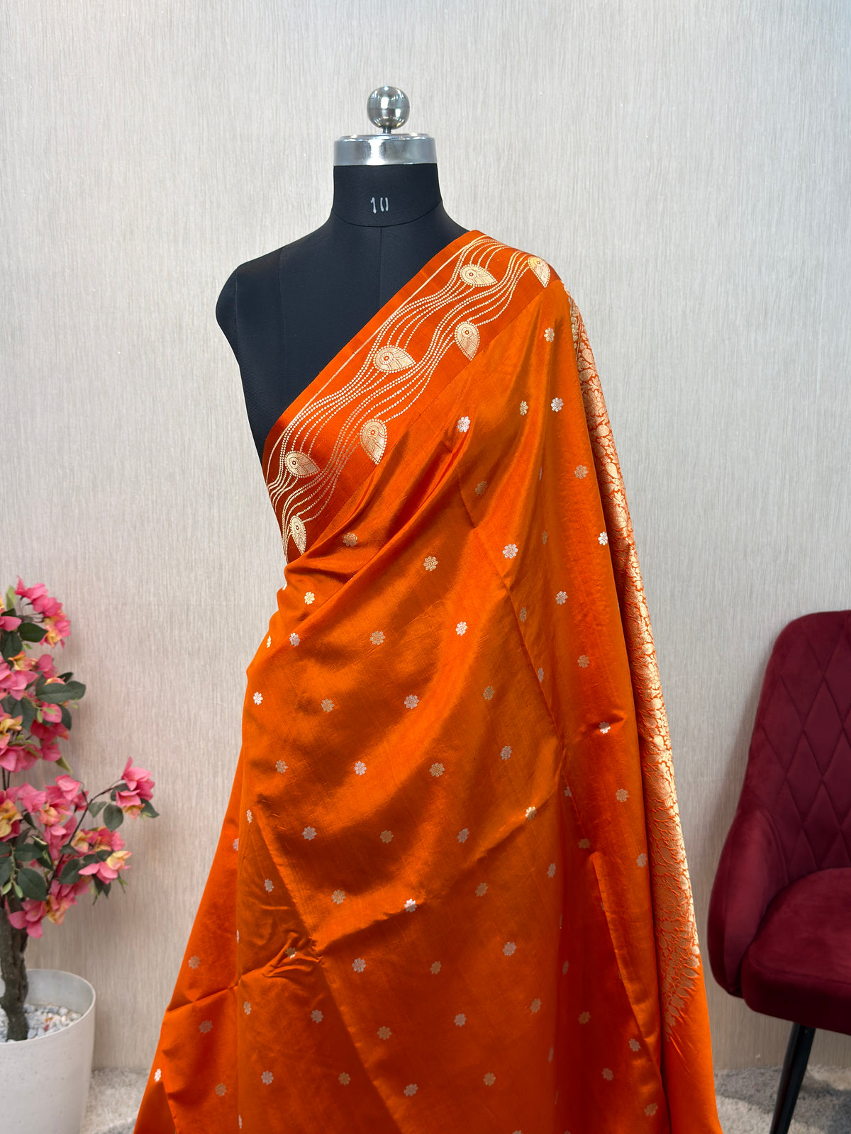 Pure Handloom Mango Silk Kadhua Banarasi Saree with Sona Roopa Motifs