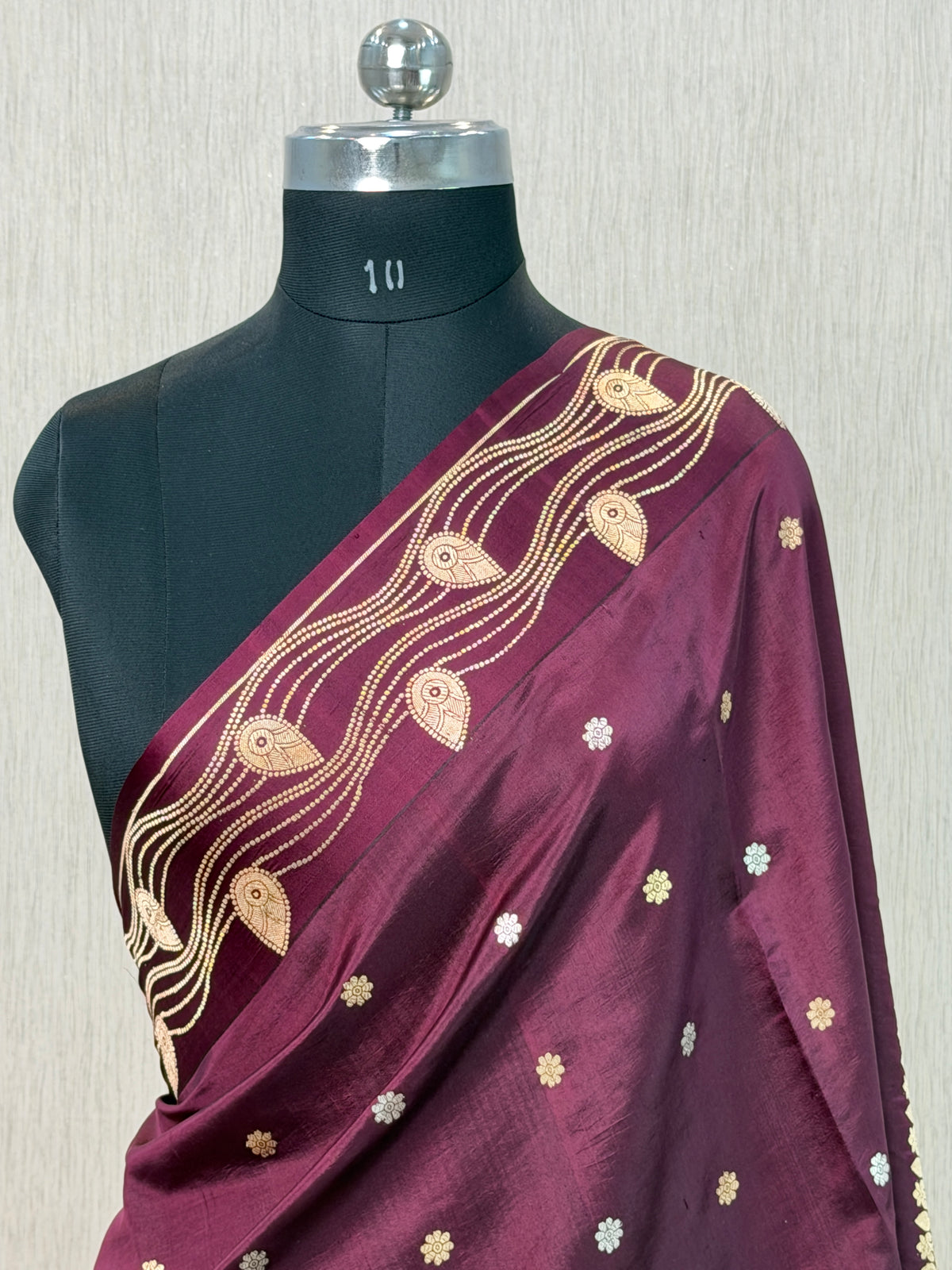 Pure Handloom Mango Silk Kadhua Banarasi Saree with Sona Roopa Motifs