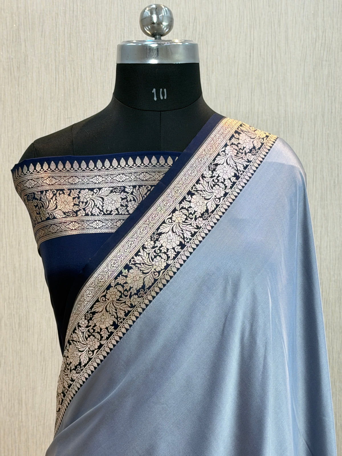 Banarasi Mashru Silk Plain Dhoop Chaon Saree with Contrast Border