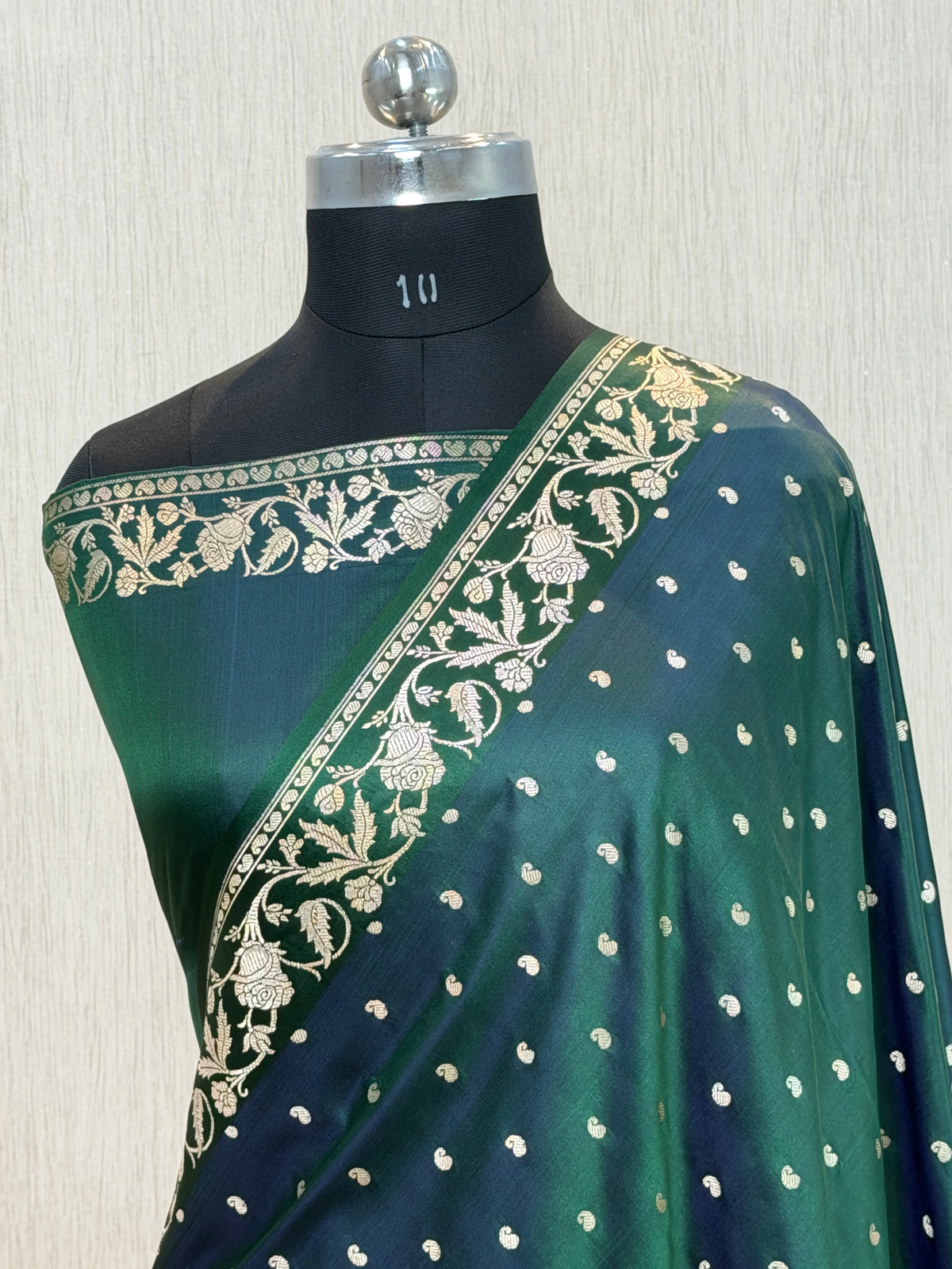 Banarasi Mashru Silk Dhoop Chaon Saree with Floral Border