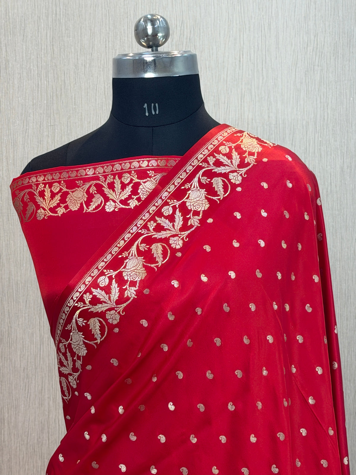 Banarasi Mashru Silk Dhoop Chaon Saree with Floral Border