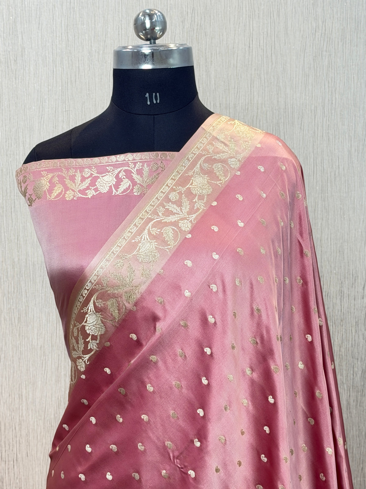 Banarasi Mashru Silk Dhoop Chaon Saree with Floral Border
