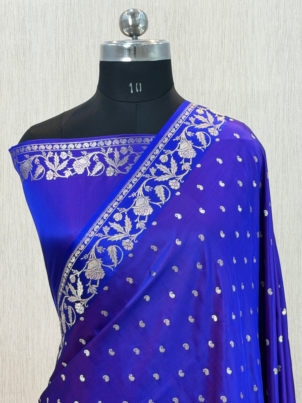 Banarasi Mashru Silk Dhoop Chaon Saree with Floral Border