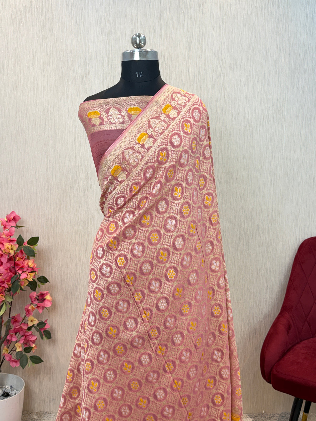 Banarasi Georgette Bandhej Meenakari Saree