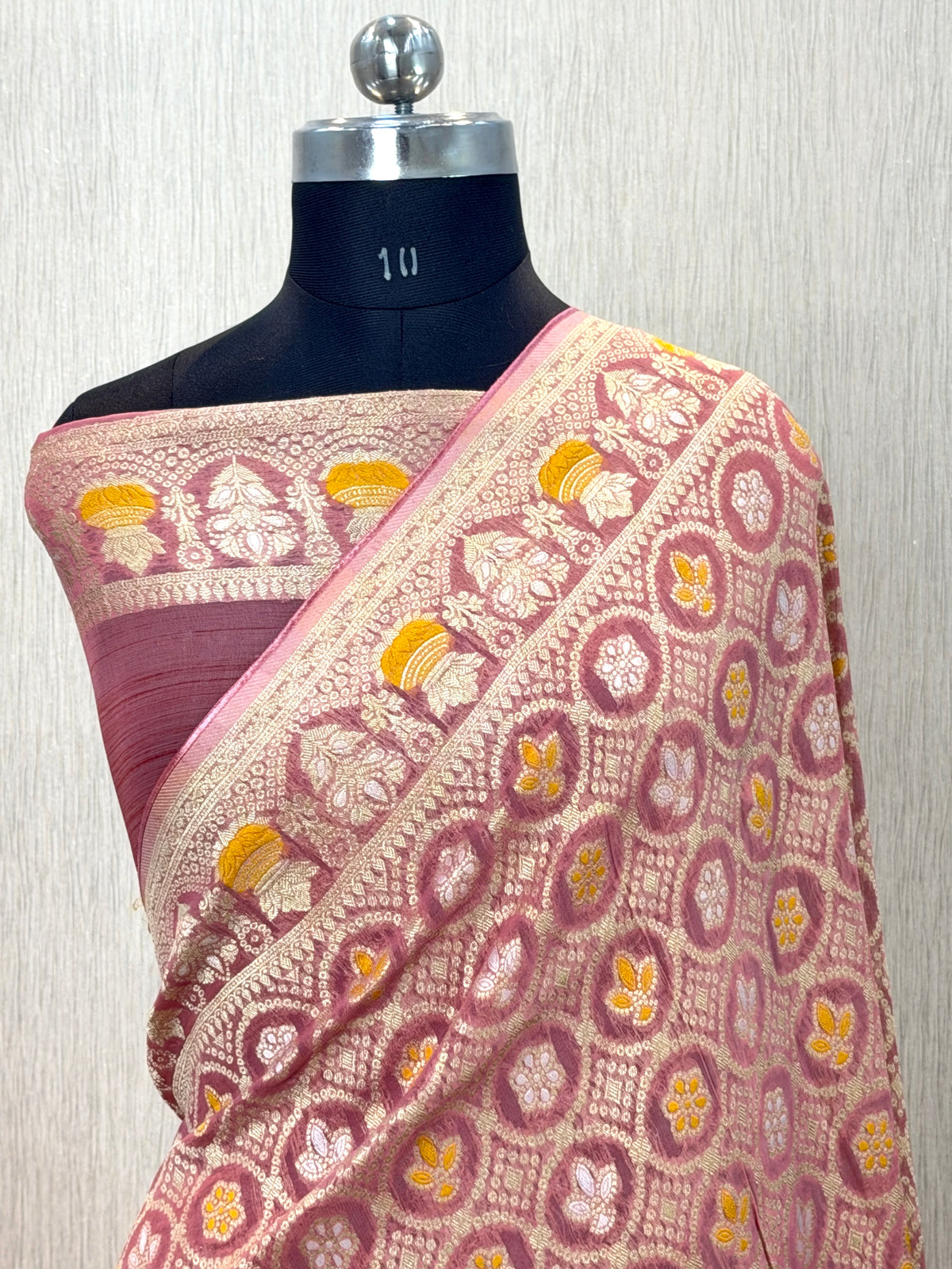 Banarasi Georgette Bandhej Meenakari Saree