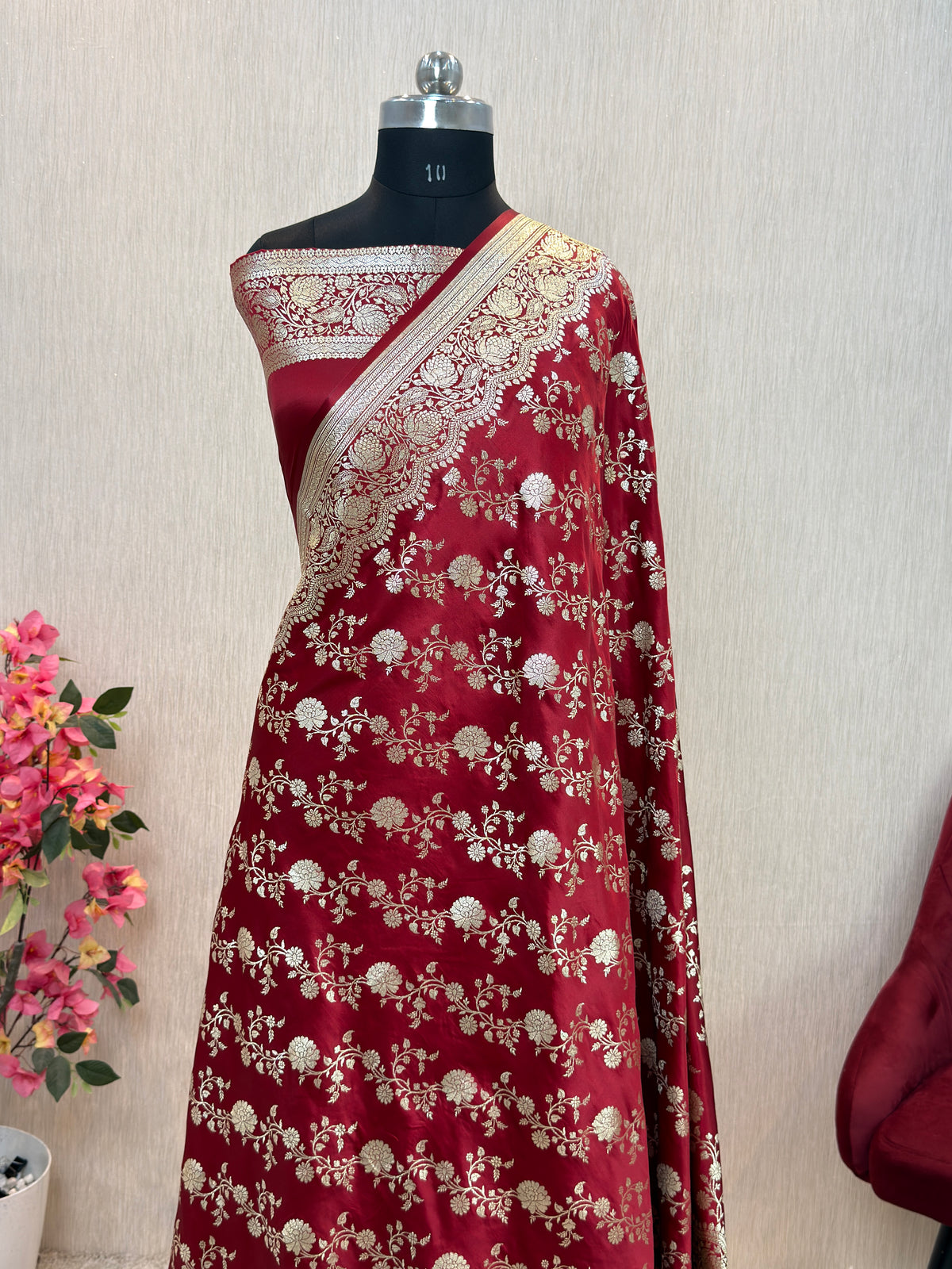 Banarasi Malai Katan Silk Saree with All Over Jaal