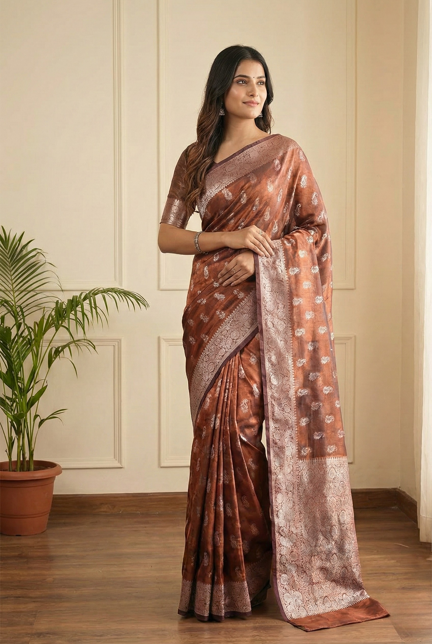 Banarasi Tissue Silk Dual Tone Saree