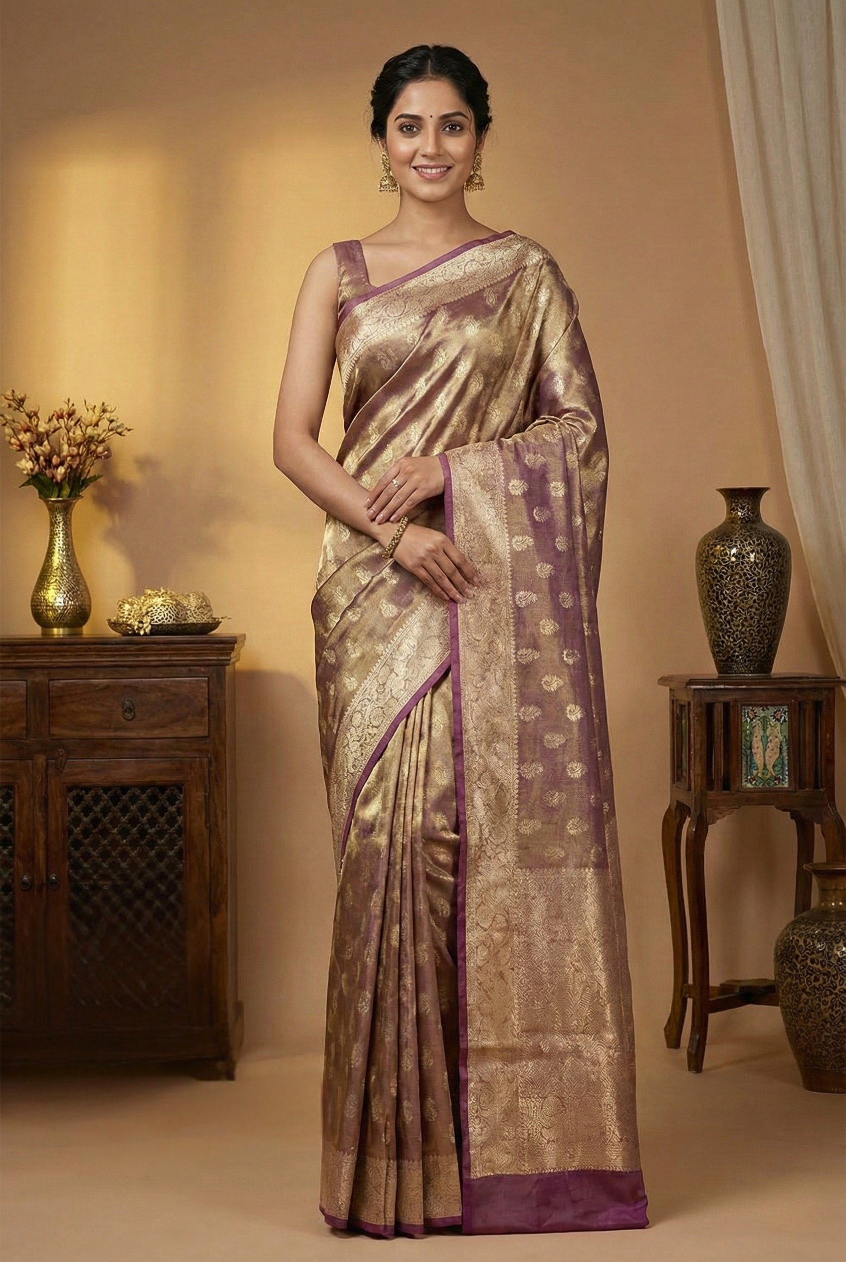 Banarasi Tissue Silk Dual Tone Saree